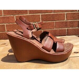 Korks Women Wedged heels  brown leather Sandals size US US 7- EUR 38